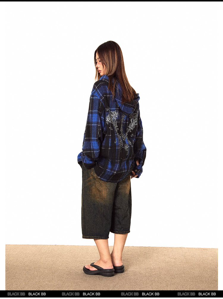 BLACKBB Gothic Print American High Street Zipper Up Jacket