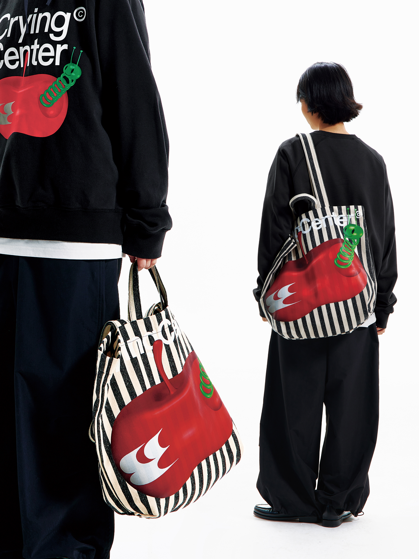 Crying Center Apple Killer Stripe Large Capacity Tote Bag