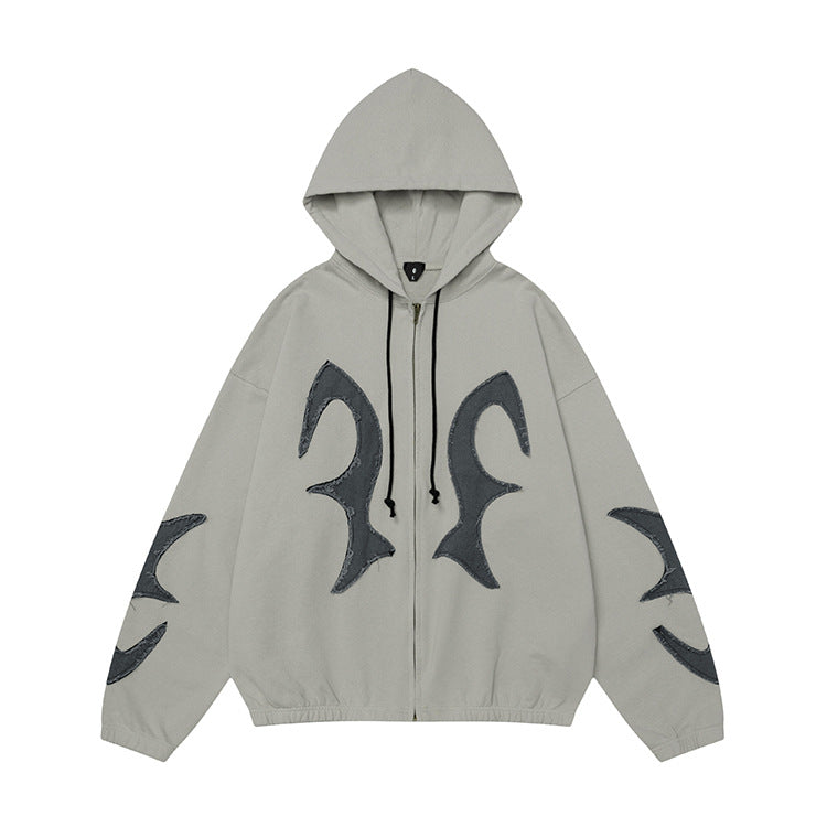 #OVDY Retro distressed fried wash jacket heavy hoodie Zipper Jacket