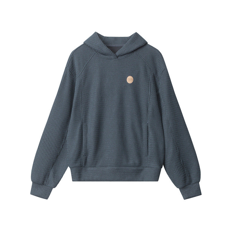 Nariele Retro Embroidered Label Pullover Hoodie Loose Sweatshirt