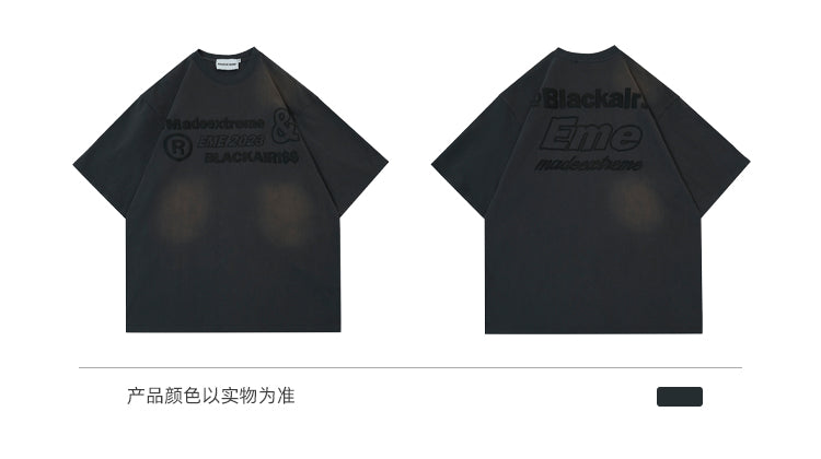 تي شيرت BLACKBB بأكمام قصيرة مطبوع من الأمام والخلف