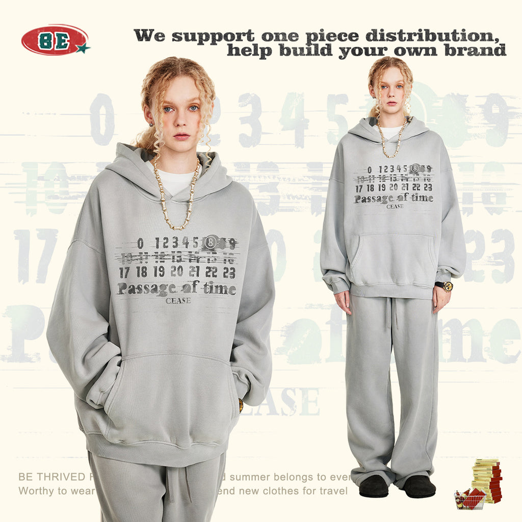 BE Autumn American Mottled Letter Hoodie