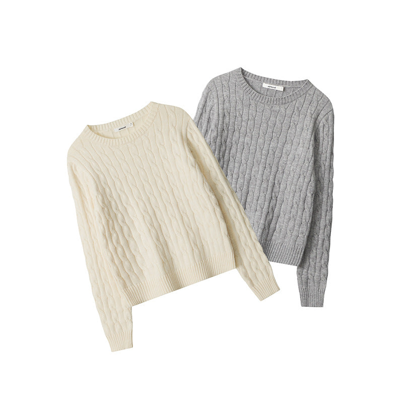 Nariele Pullover Long Sleeve Twist Knitted Top Crew Neck Slim Fit Sweater