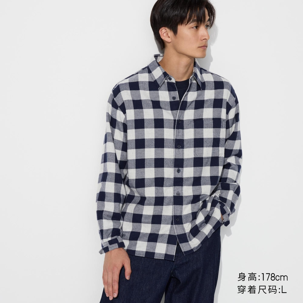 Uniqlo Flannel Plaid Shirts, Long-Sleeved Shirts