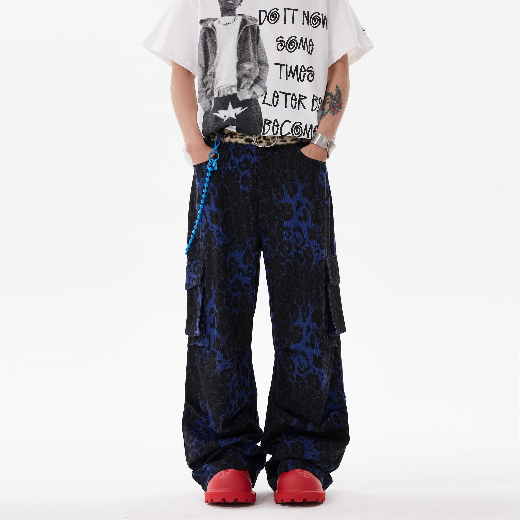 BTSG* American retro blue jeans Cargo Pants