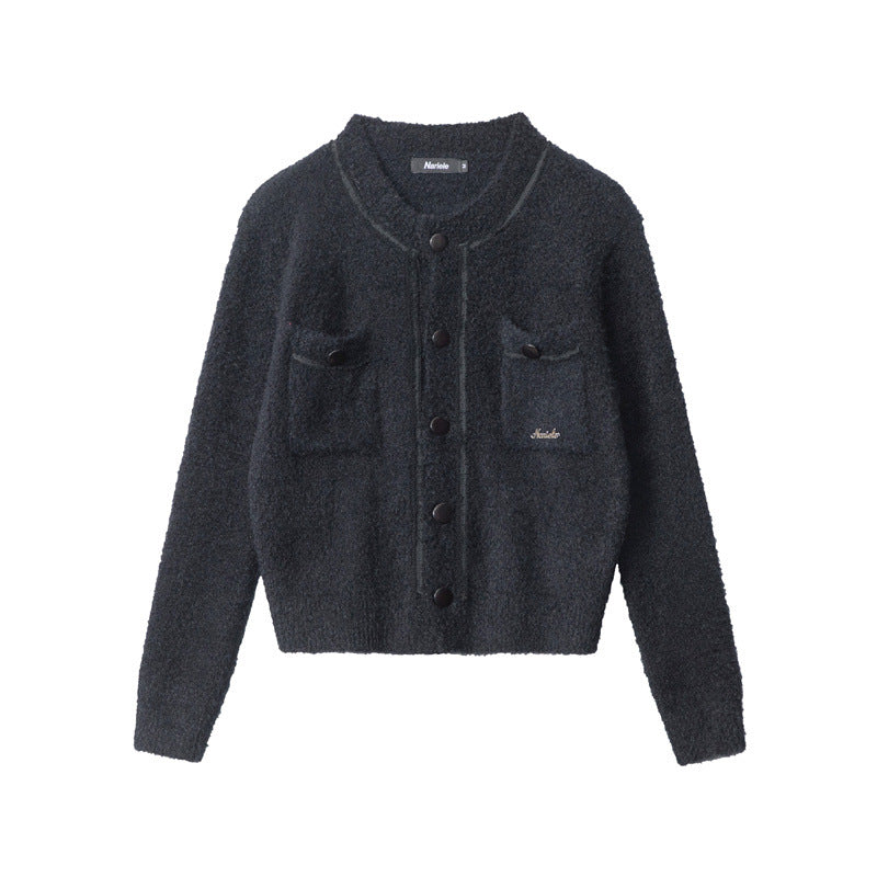 Nariele round neck knitted sweater women's french top jacket short cardigan