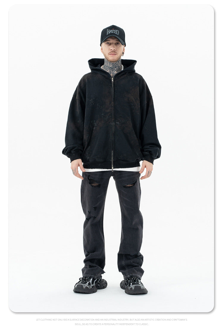 FORGIVNESS  Dirty Fit Mud Dyed Dirty Zipper Hoodie