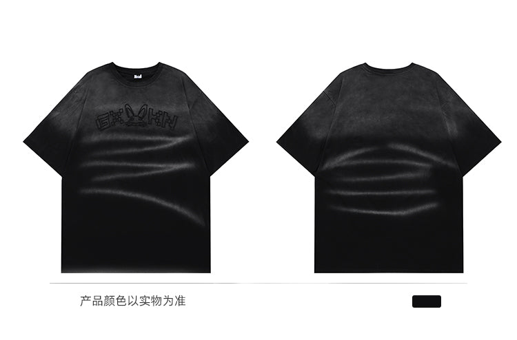 BLACKBB Street Niche Wash Gradient Embroidery Short Sleeve Tee