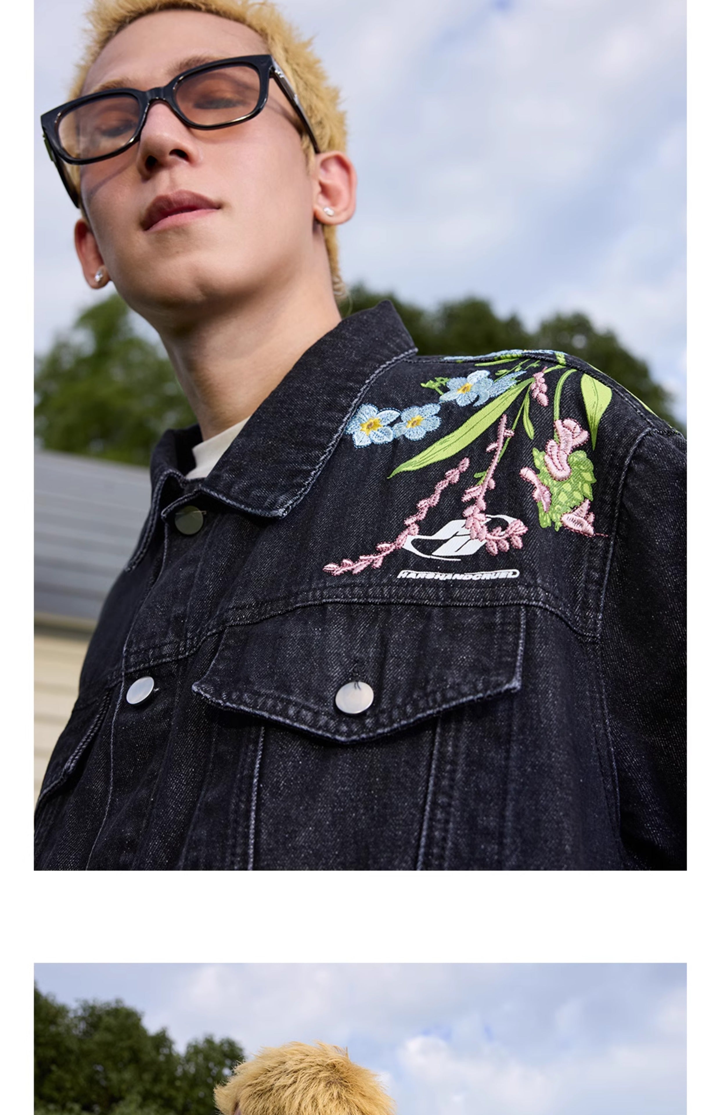 Harshandcruel Yoke floral-embroidered HACR denim jacket