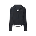 Nariele Fake Two-Piece Stand Collar Long Sleeve T-Shirt  Slim Zipper Top