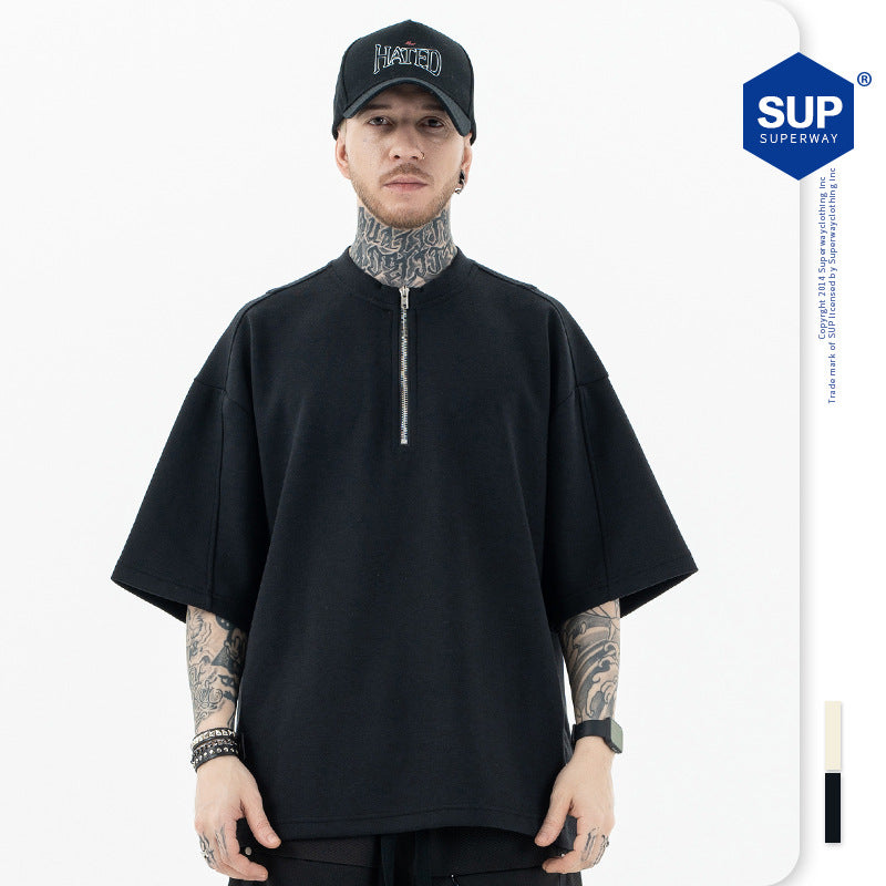 FORGIVNESS  Half Zipper Thickened Short Sleeve Tee