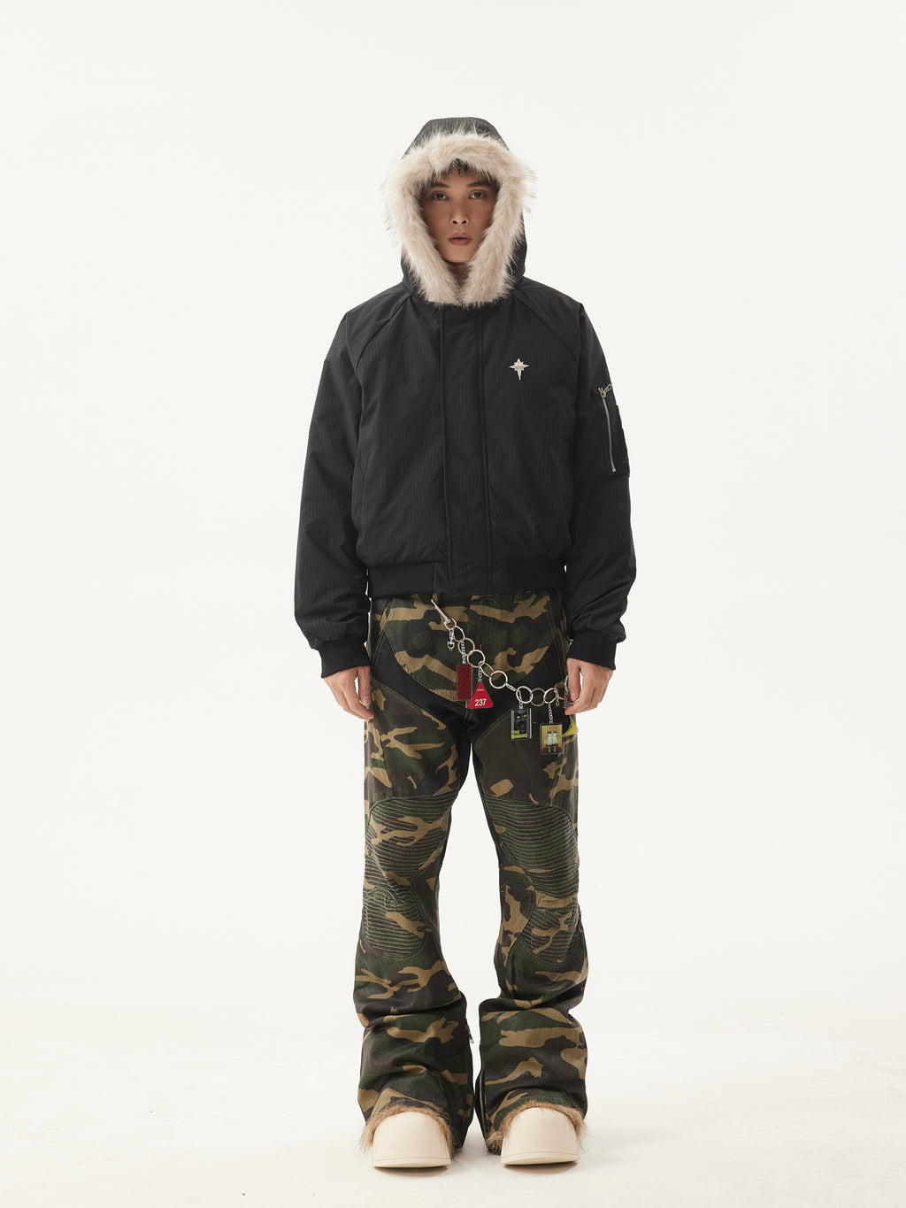 BTSG Fur Collar Cropped Padded ZAPA Jacket
