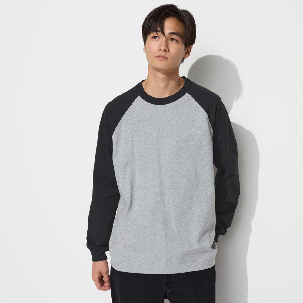 Uniqlo Couples Casual Loose Raglan Sleeve Long Sleeve Casual Tee