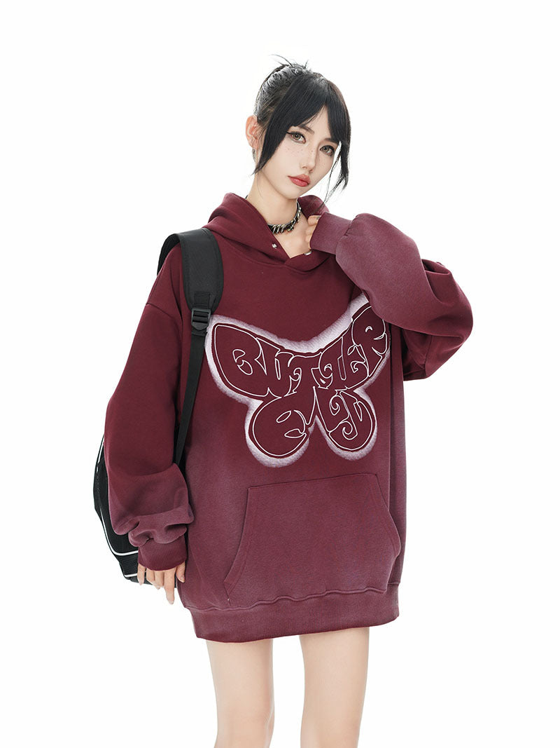 TKPA Butterfly Embroidery Loose Hoodie