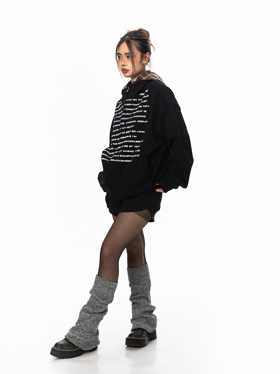 سترة BLACKBB American Patchwork منقوشة بغطاء للرأس ومطبوعة بسحاب