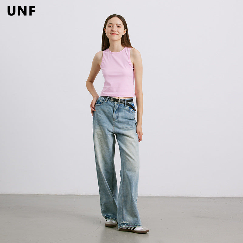 جينز كاجوال مغسول ومبيض من قطن UNF