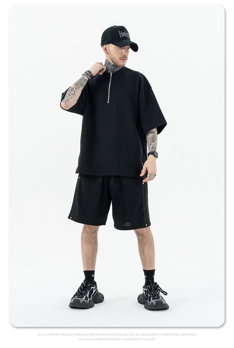 FORGIVNESS  Half Zipper Thickened Short Sleeve Tee