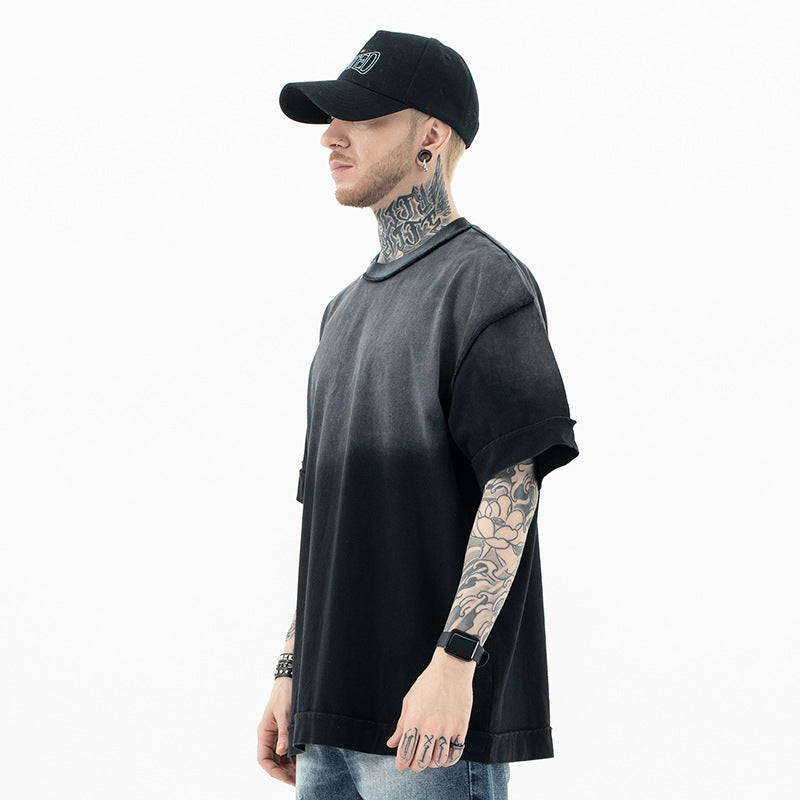 FORGIVNESS  Gradient Wash Destruction Retro Short Sleeve Tee