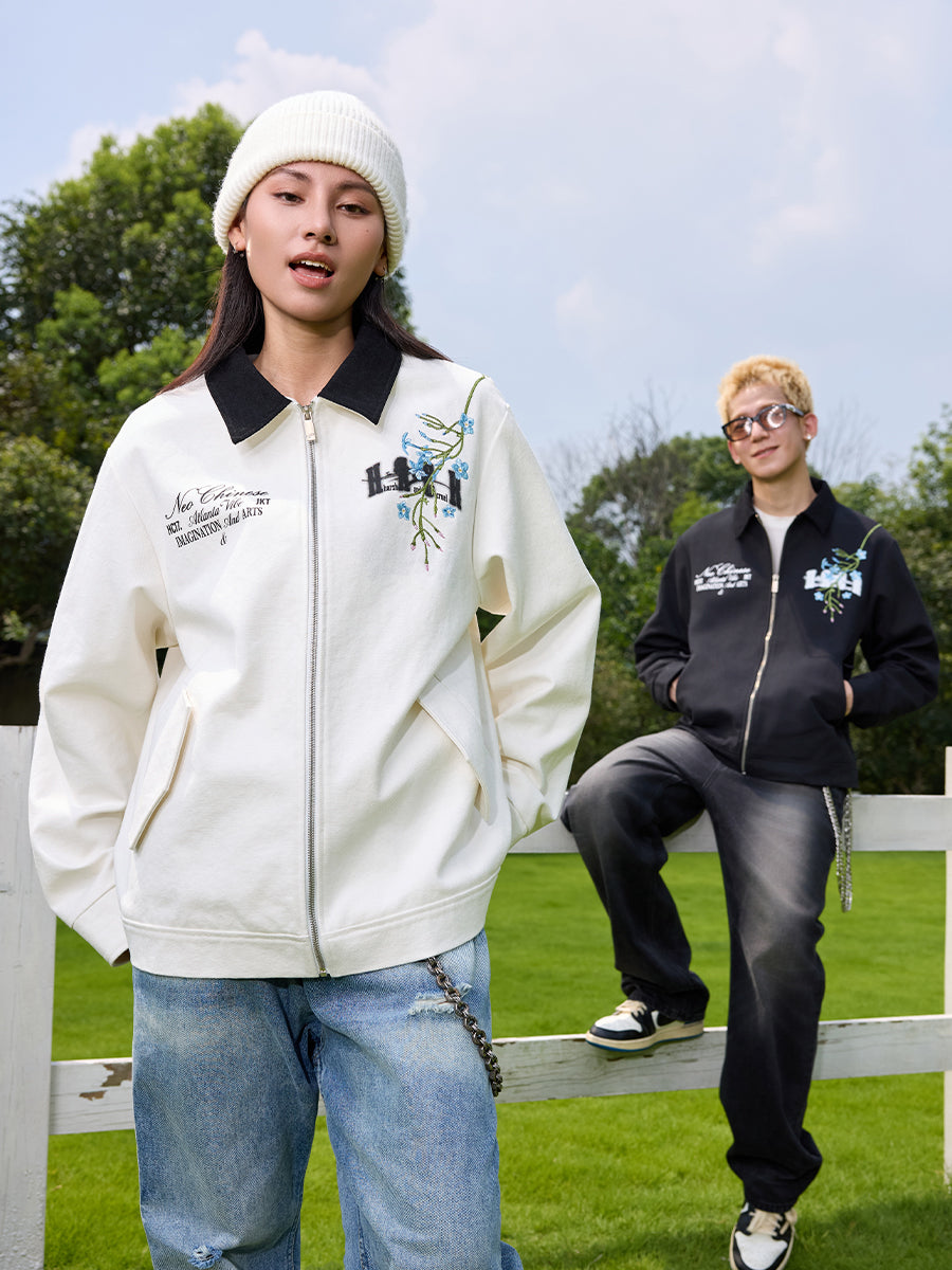 Harshandcruel Floral Embroidered Lapel Jacket