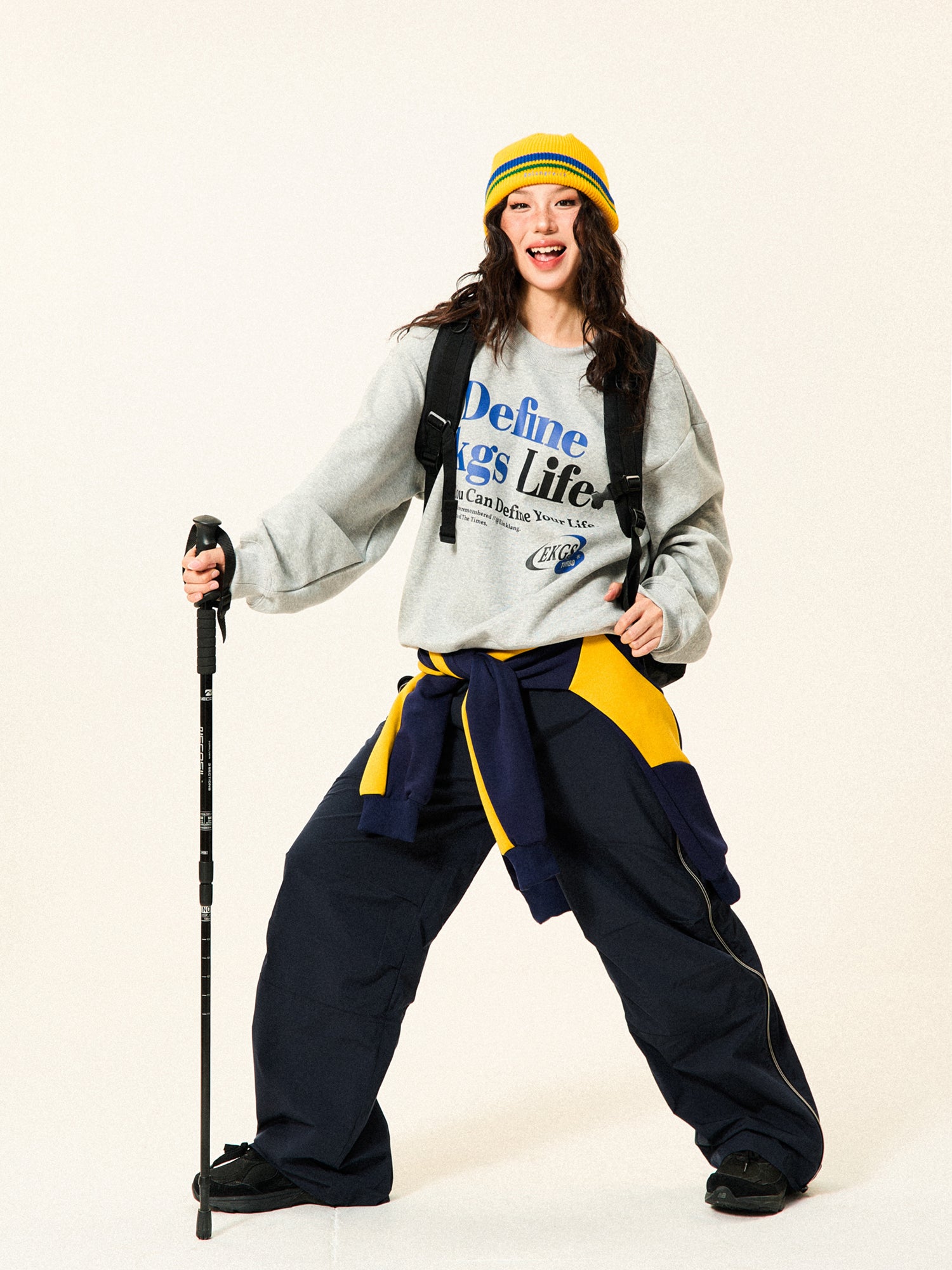 Mershier Original Retro Letter Print Crew Neck Sporty Sweatshirt