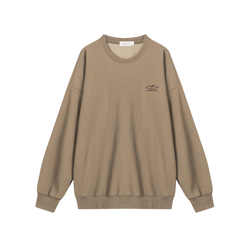 Nariele Loose Long Sleeve Crew Neck Sweatshirt Embroidery New Vintage Top
