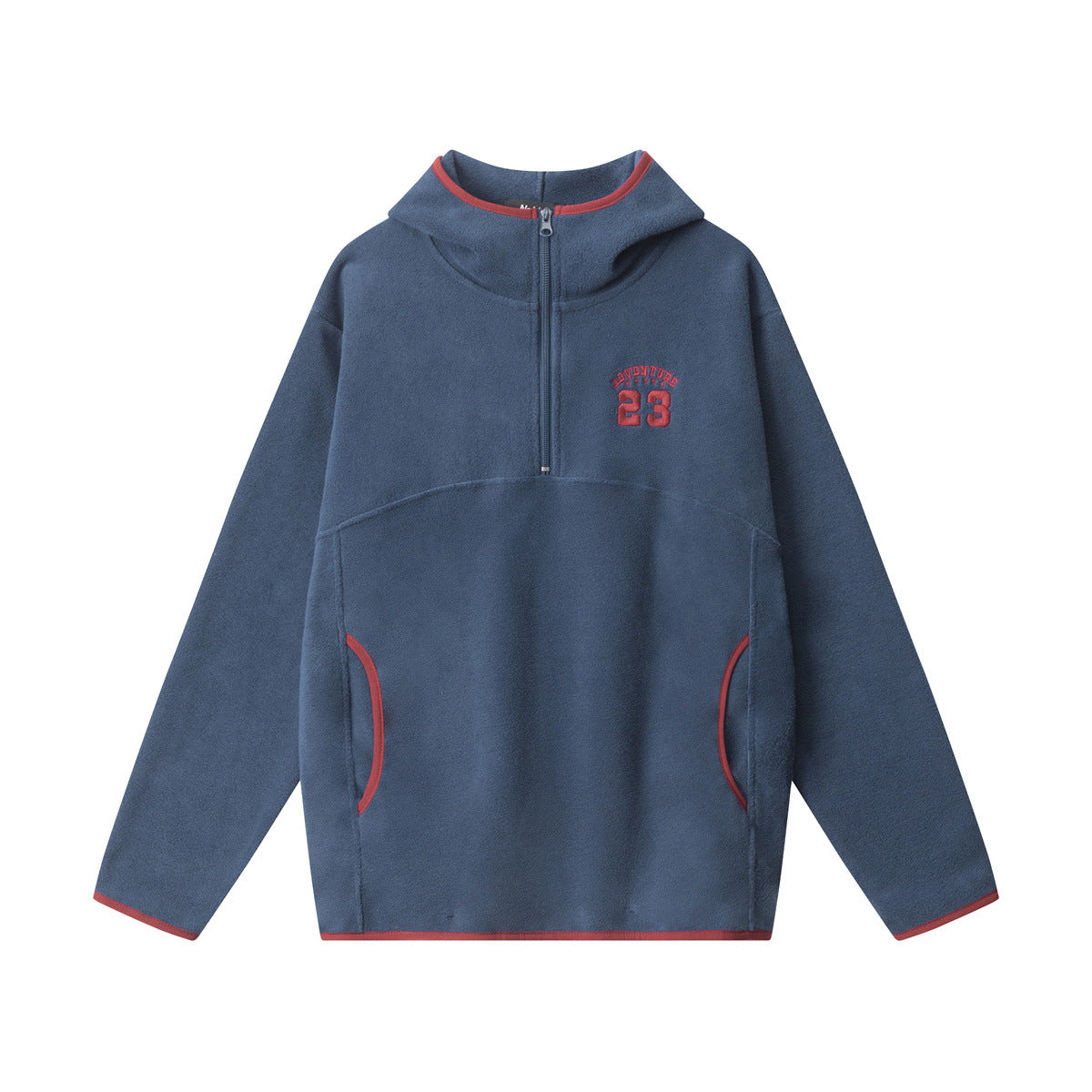 Nariele Letter Embroidery Half Zipper Hoodie Loose Sweatshirt