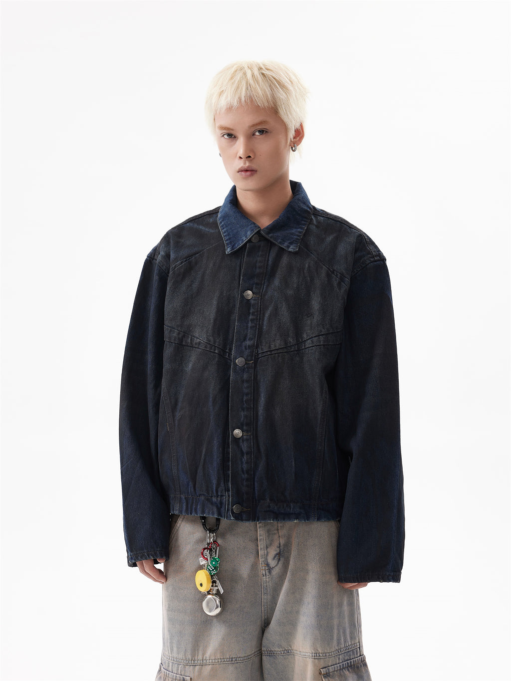 BTSG Frost Distressed Dirty Gradient Denim Jacket