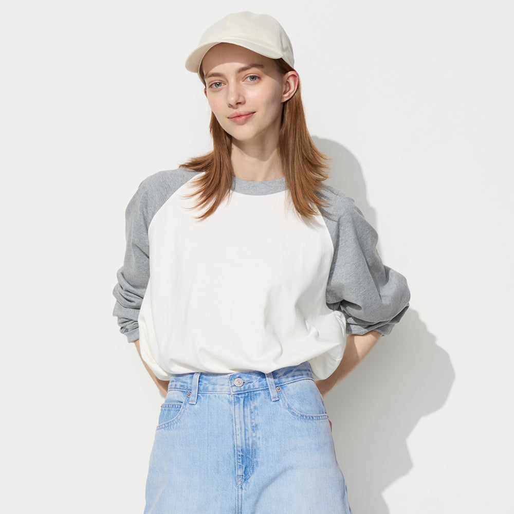 Uniqlo Couples Casual Loose Raglan Sleeve Long Sleeve Casual Tee