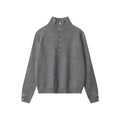 Nariele Stand Neck Buttons Sweater Knit Solid Color Base Waer Thermal Top