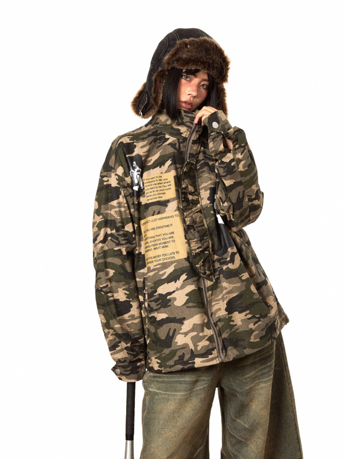 BLACKBB Antique Patch Camouflage Coat Jacket