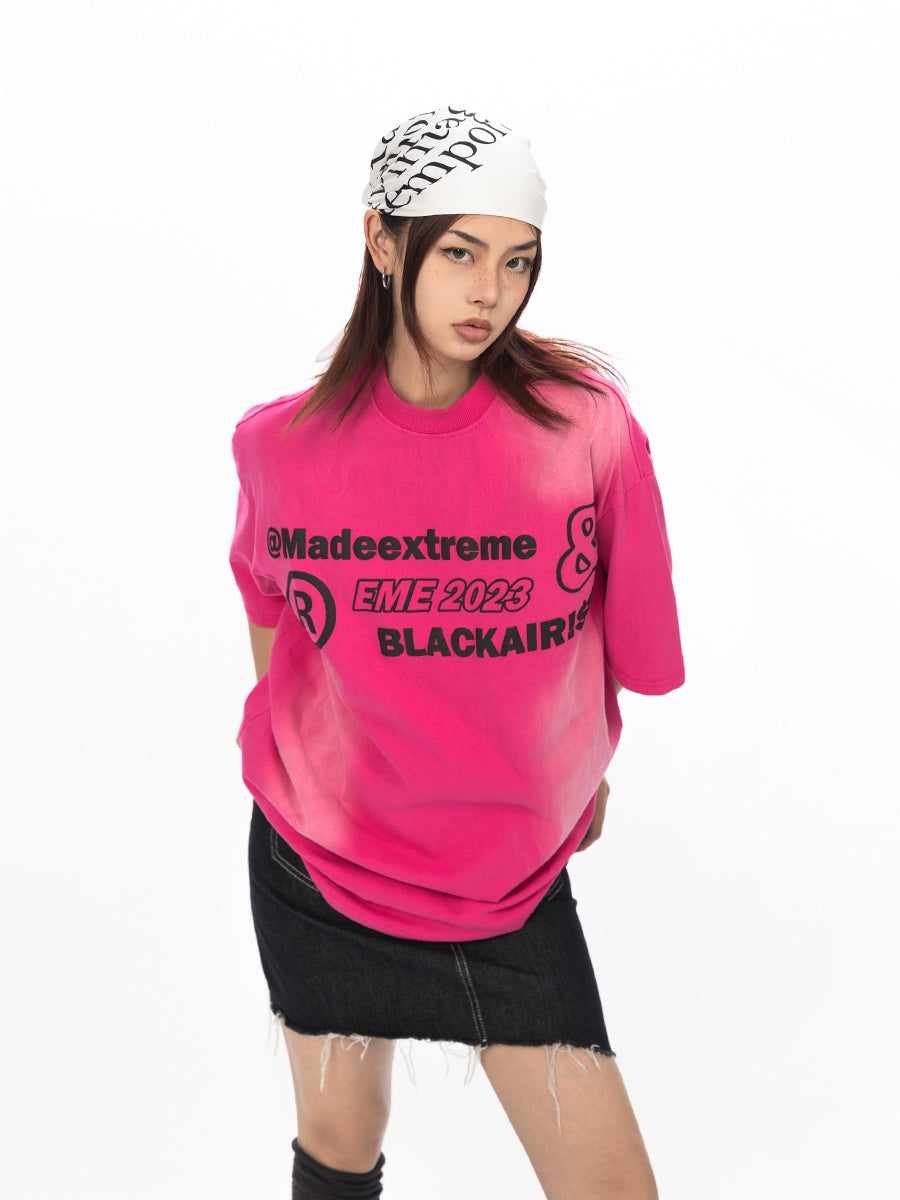 تي شيرت BLACKBB بأكمام قصيرة مطبوع من الأمام والخلف