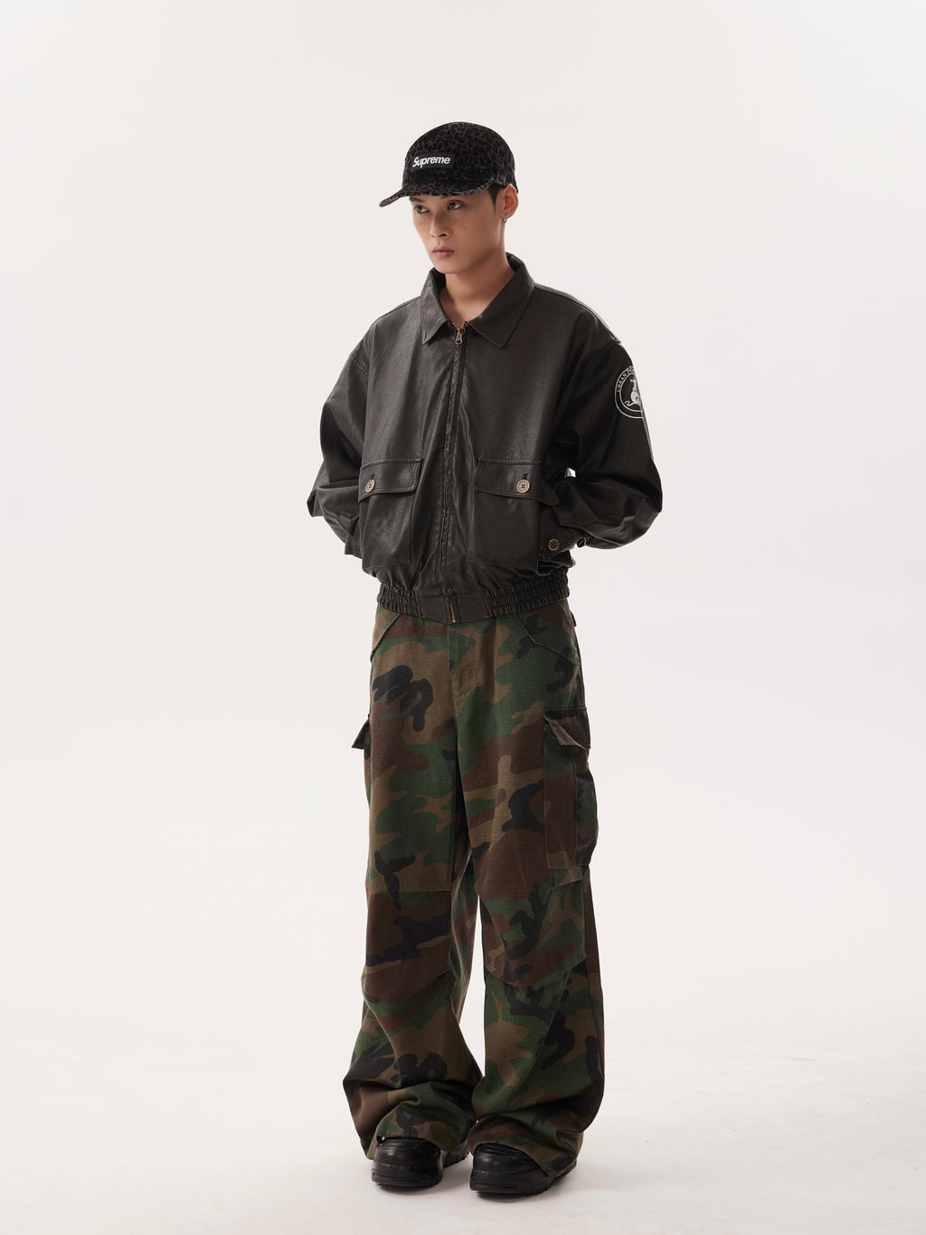 BTSG Drawstring Baggy Camouflage Cargo Pants