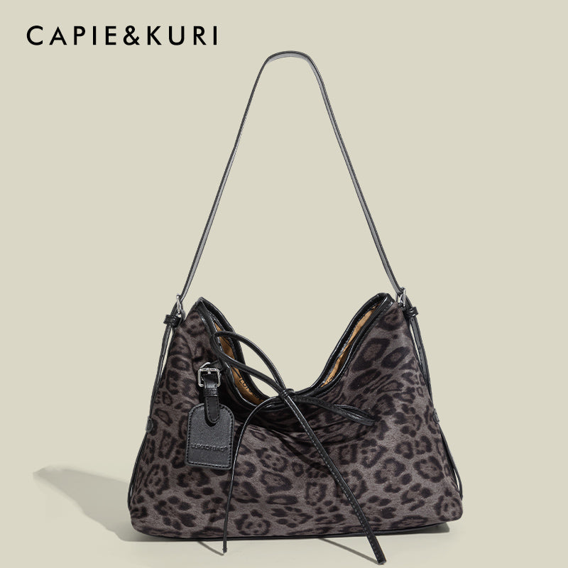 CAPIE&KURI vintage leopard print tote bag lady's hot large bag one shoulder Cross Bag