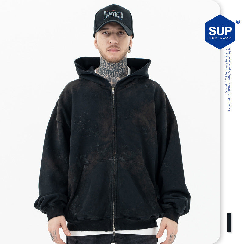 FORGIVNESS  Dirty Fit Mud Dyed Dirty Zipper Hoodie