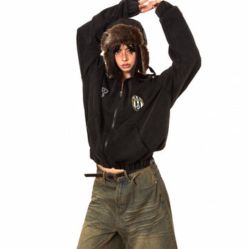 BLACKBB Spice Girl Sporty Fried Color Washed Zip Up Jacket