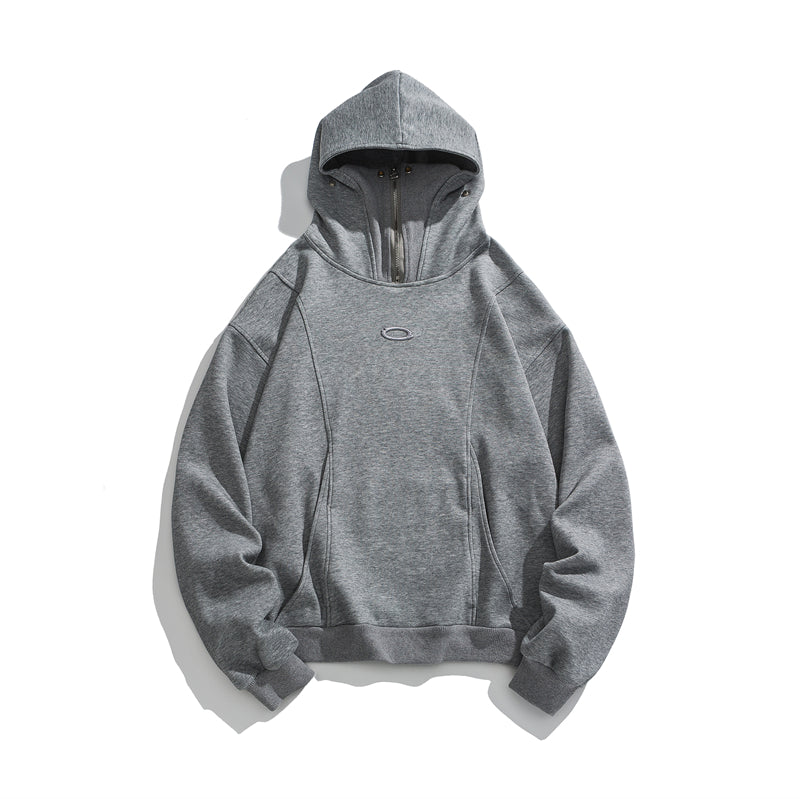 BTSG 0 High Neck Half-Zipper Silhouette Hoodie