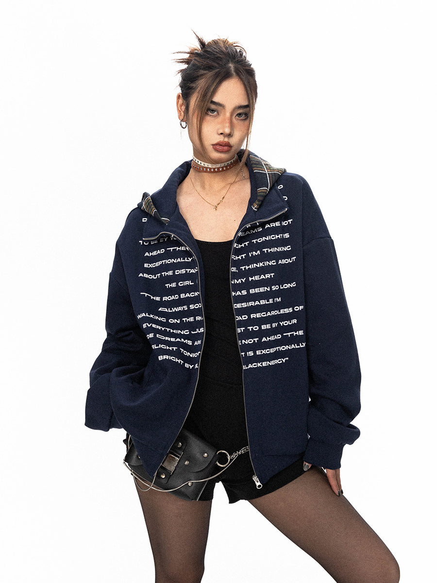 سترة BLACKBB American Patchwork منقوشة بغطاء للرأس ومطبوعة بسحاب