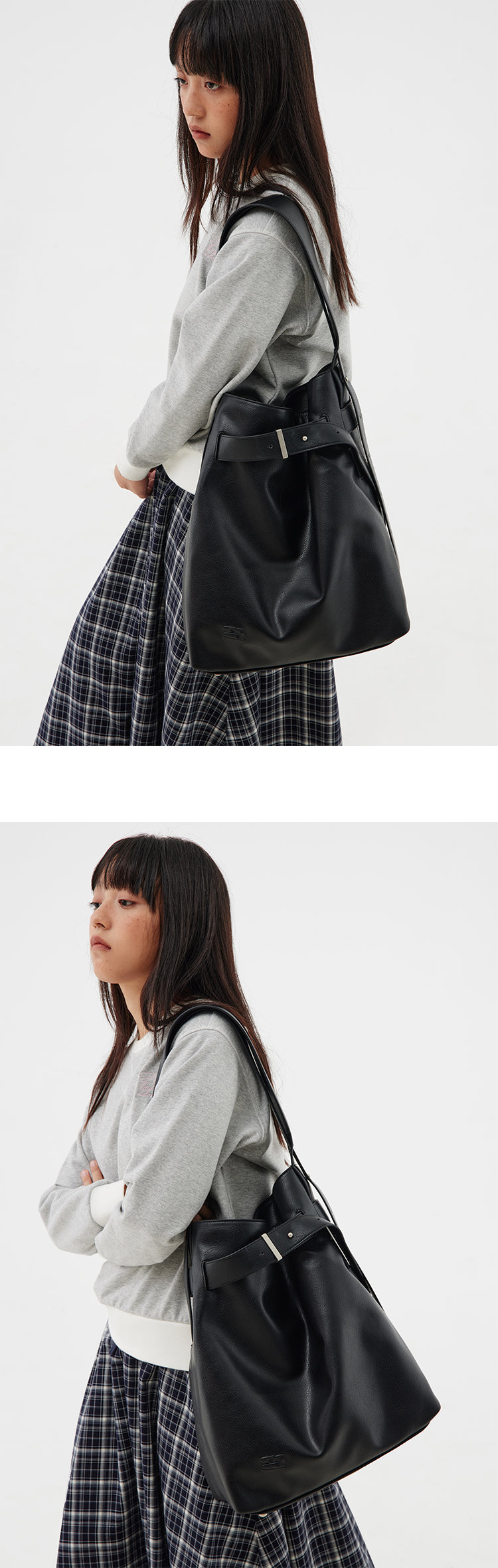 CryingCenter large bucket leather Cross Body bag