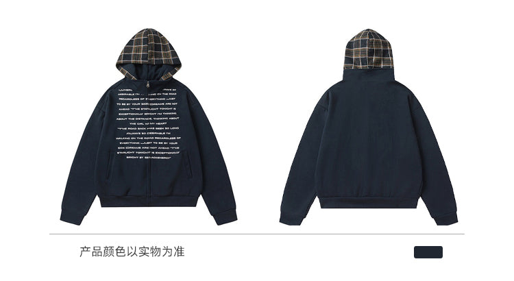 سترة BLACKBB American Patchwork منقوشة بغطاء للرأس ومطبوعة بسحاب