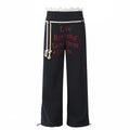 NERESUM Retro Jazz Dance Hip Hop Sweatpants Lace Stitched Strap Casual Pants