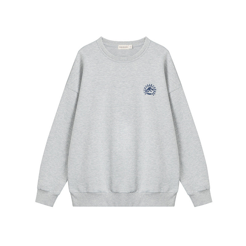 Nariele Unisex retro dinosaur print casual loose crew neck sweatshirt