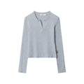 Nariele Pure Color V-neck Tight Long-sleeved Top