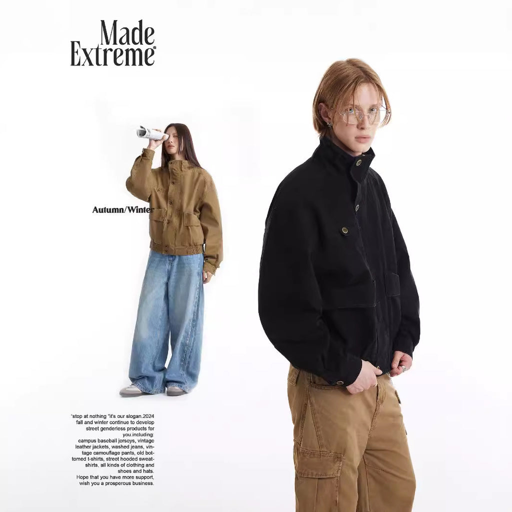 MADEEXTREME Vintage High Neck Neutral Loose Jacket