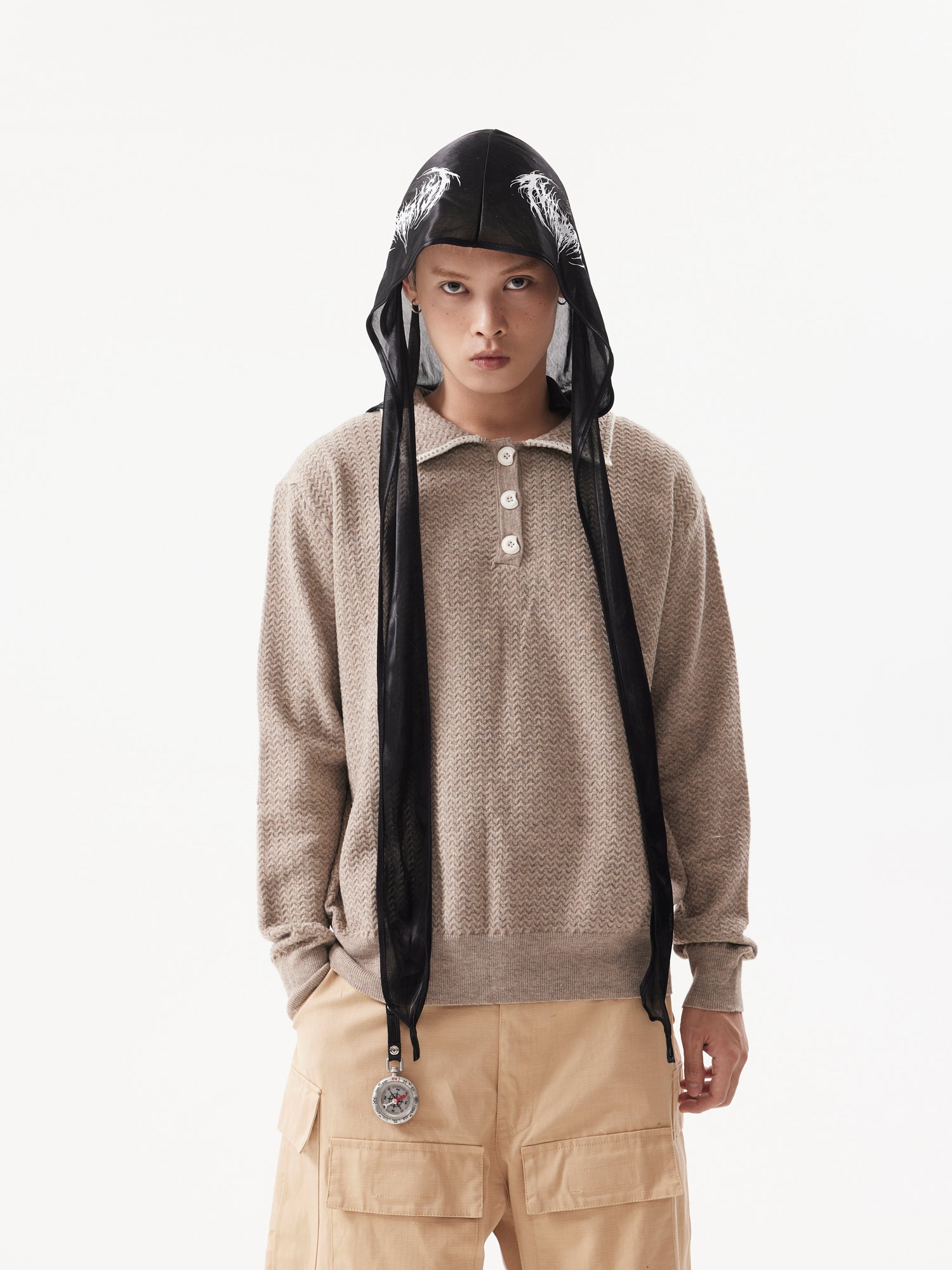 "Clearance" BTSG Rollover Collar Silhouette Sweater