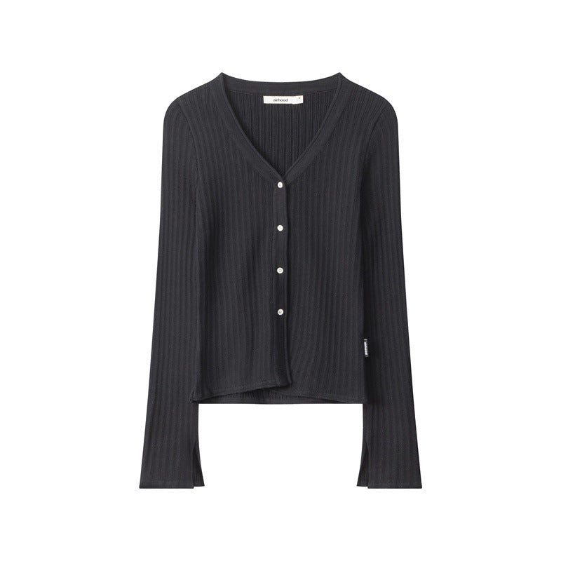 Nariele French Style Long Sleeve Knitted Cardigan Slim Fits Sweater