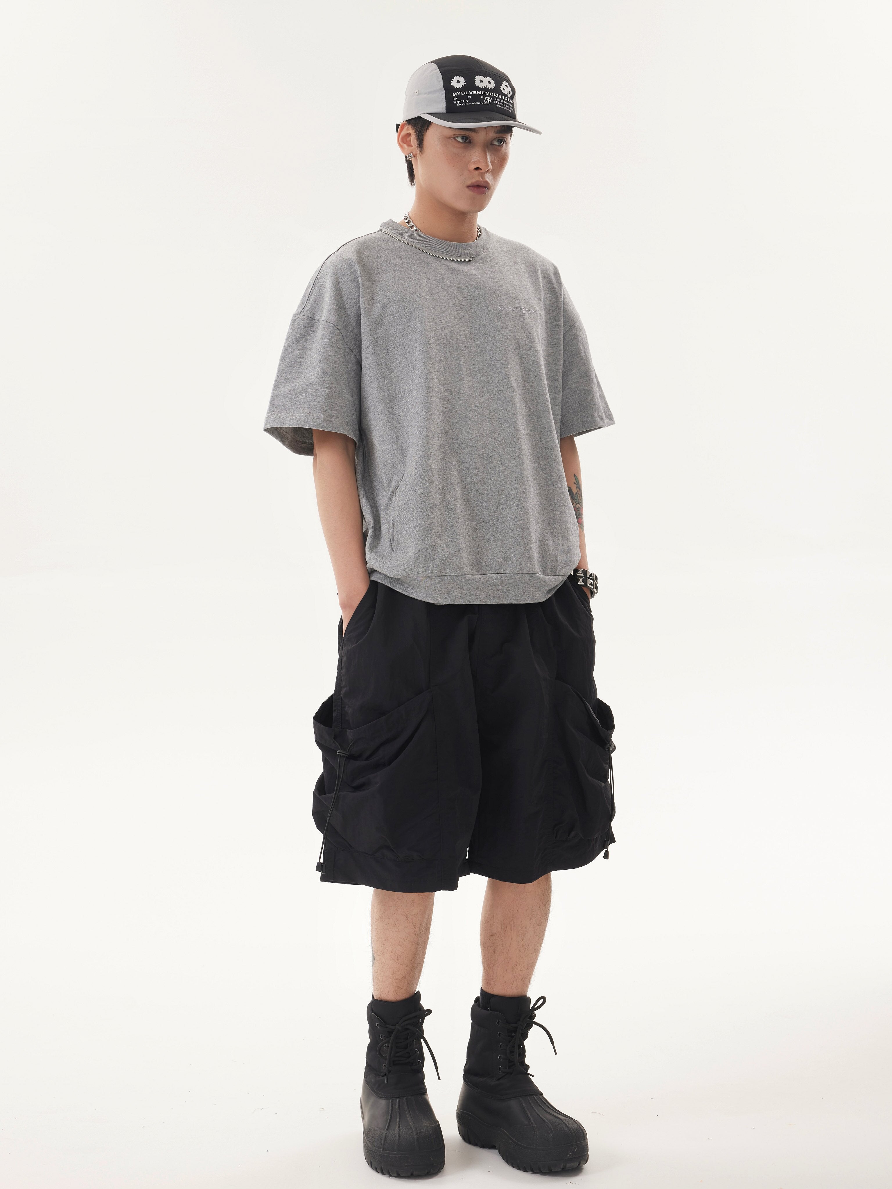 BTSG* Niche Waterproof Wrinkle Fabric Cropped Shorts