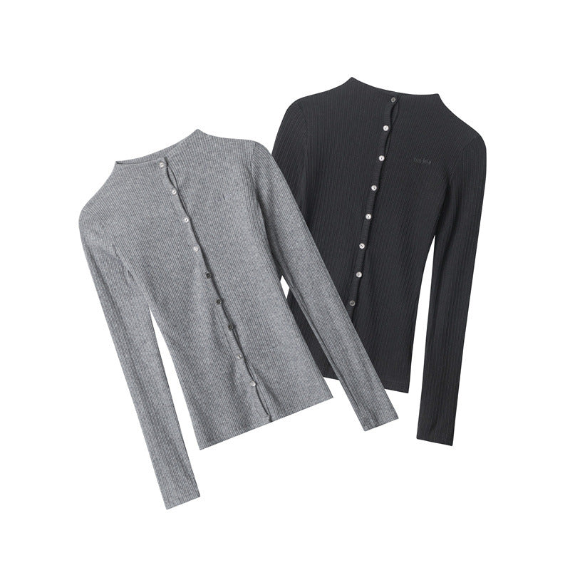 Nariele Round Neck Striped Long Sleeve T-Shirt Women's Top Design Slim Fit Hottie Cardigan