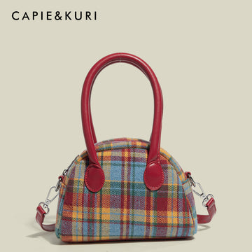 CAPIE&KURI Original Checkered Maillard Shell Bag Commuter Tote Bag One Shoulder Crossbody Purse