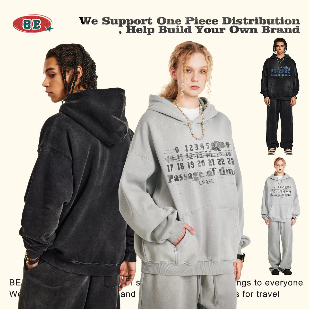 كنزة بغطاء للرأس بأحرف مرقطة أمريكية لفصل الخريف من BE