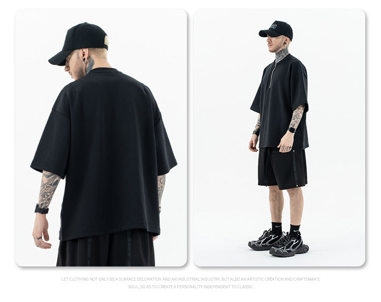 FORGIVNESS  Half Zipper Thickened Short Sleeve Tee